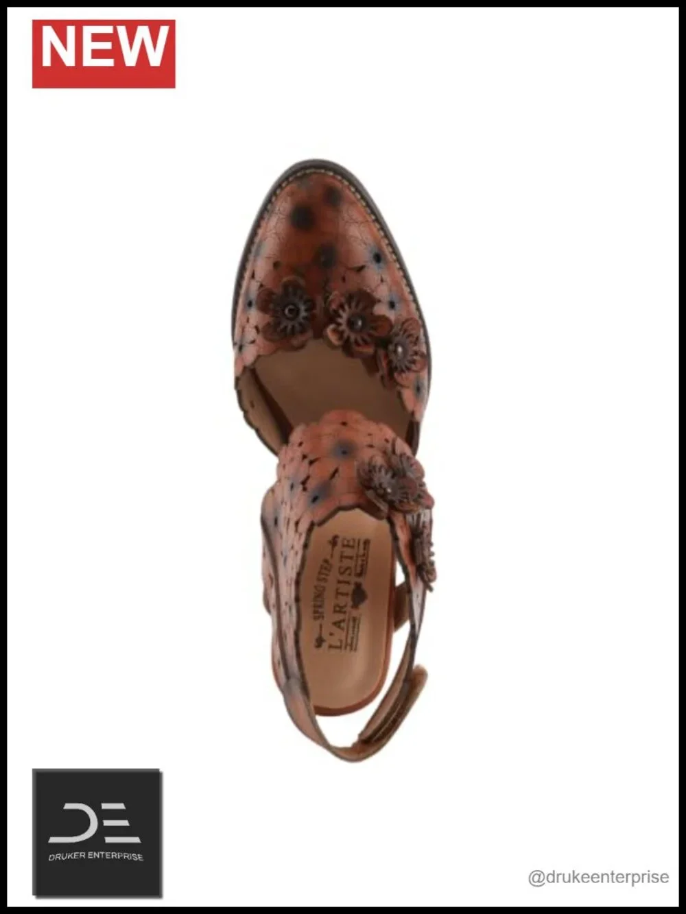L'Artiste Spring Step Women's Hand-Painted Leather Pumps with Floral Cutouts